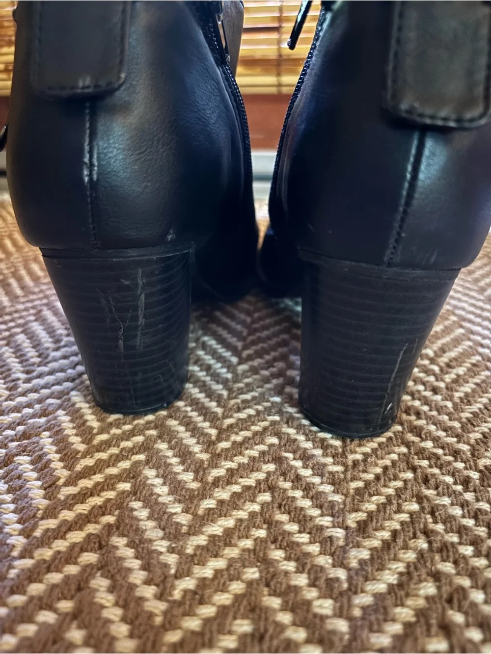 American Eagle Ankle Boots Double Zip w/ Block Heel Size 7 Black